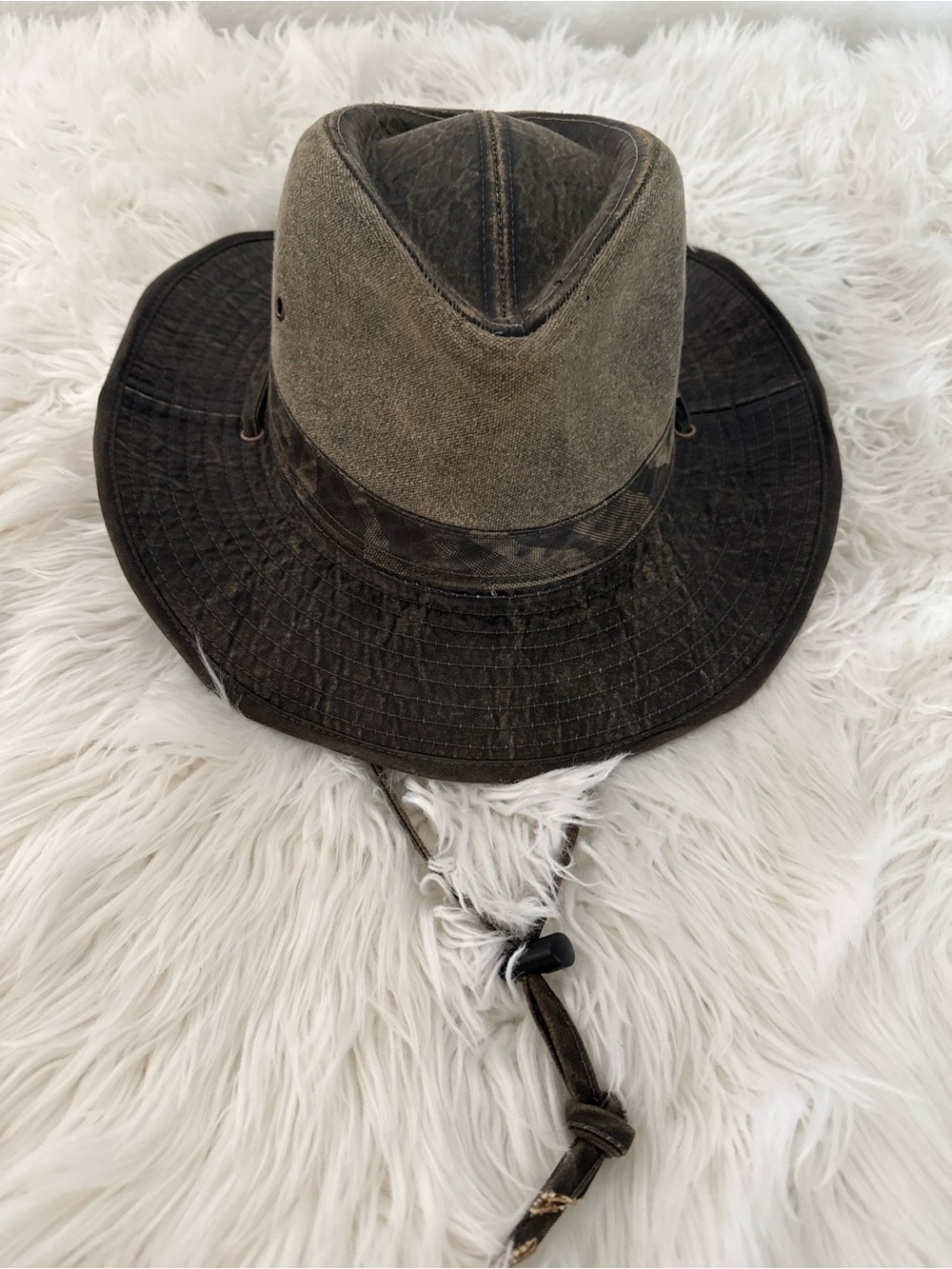 Stetson Olive Green and Dark Brown Outdoor Canvas Outback Hat